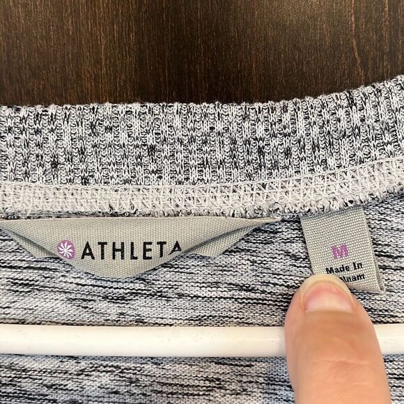 Athleta Heather Gray Crewneck Top Zipper Detail Medium - Picture 6 of 8